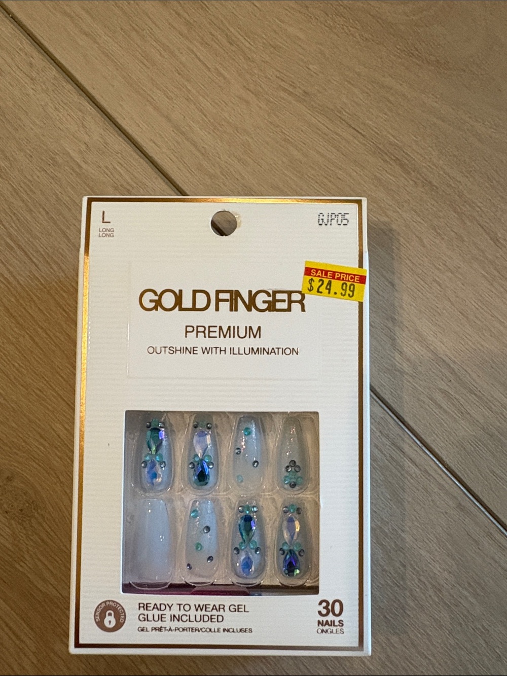 Premium Ready-to-Wear Gel Nails - Clear with Blue Embellishments